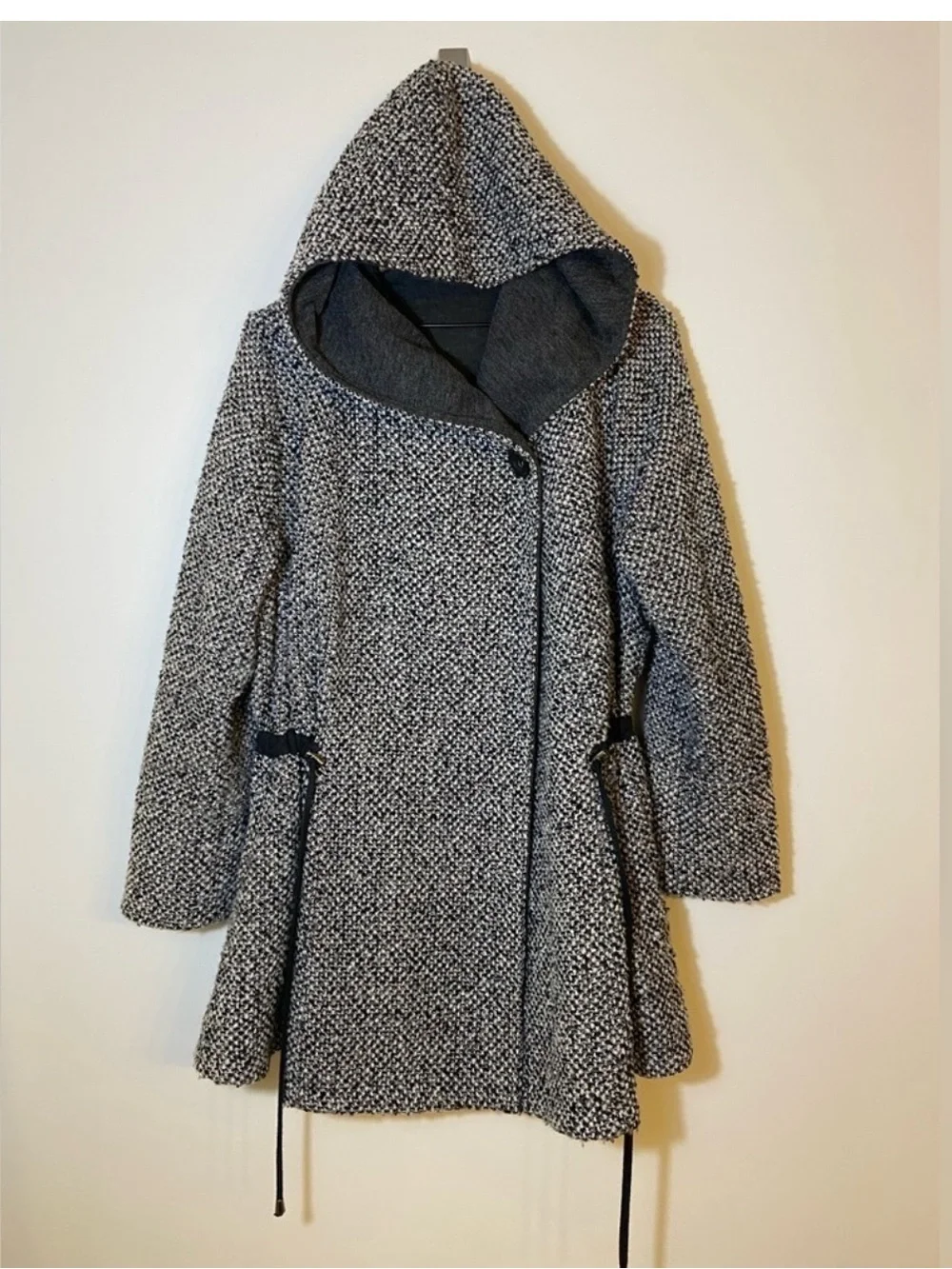 Free People Satellite Swing Women's Hooded Tweed Coat Size Small oversized boho